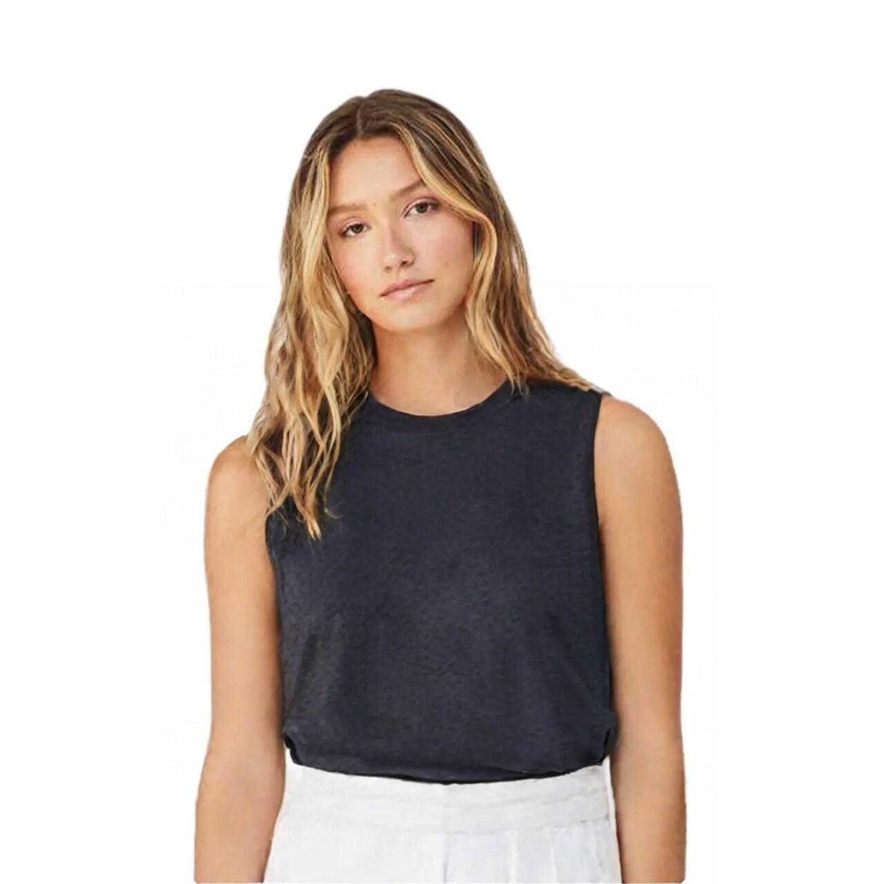 BELLA + CANVAS Women’s Racerback Crewneck Crop Tank Top for Summer Wear & Custom Print Casual Crop